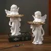 Dekorativa föremål Figurer Angel Staty med Tray Cute Fairy Harts Figurin Desktop Storage Ornament Vestibule Office vardagsrum Dekoration Heminredning 231113