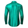 Camicie eleganti da uomo Uomo Elegante Verde metallizzato lucido Anni '70 Discoteca Discoteca Vestibilità regolare Abbigliamento da ballo Festa Banchetto Matrimonio Chemise Homme