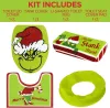 Grinch Christmas Decorations Xmas Bathroom Sets Grinchs Decor Toilet Seat Cover and Rug for Indoor Home Set of 4 1113