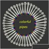 喫煙パイプ10.5cmの長さpyrexカラーフガラスオイルバーナーパイプネイル燃焼ジャンボ濃縮厚いクリアチューブドロップデリバリーho hom dhkgv