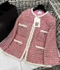 Kvinnorjackor Designer Autumn and Winter New Ch Nanyou Gaoding Celebrity's Small Fragrance Style Versatile Round Neck Heavy Work Grov Blomma Sticked Coat H135