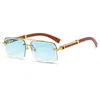 Sunglasses 2023 Retro Wood Grain European And American Men Women Oval Frame Glasses