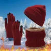 Hats Scarves Sets Men Women Hat Scarf Touchscreen Gs Set Winter Warmer Neck Knitting Hats Scarves Solid Color Furry Ring Scarfs Beanie HatL231113