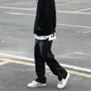 Mens Pants High Street Wash Embroidery Hip Hop Black Jeans Mens Loose Straight Tube American Hiphop Side Zipper Floor Pants 230413