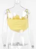 Kvinnors tankar Flower Camisole Y2K Fashion Woman Clothing 2023 Summer Corset Crop Top Sexig Elegant Evening Party Tank Topps Streetwear Yellow
