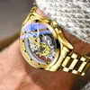 Нарученные часы мужчины смотрят скелет автоматический Quartz Gold Vintage Man Mens Es Top Brand Luxury 230412