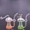 Bong de água de vidro reciclador portátil mais barato que brilha no escuro mão queimador de óleo Bongs Bubbler Water Pipes Dab Rig Ashcatcher Cigarette Charuto Pipe com tigela de óleo de vidro masculino