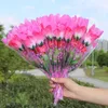 Party Favor Light Up Rose Glowing Silk Flower Birthday Party Supplies Wedding Decoration Valentines Mothers Day Halloween Fake Flowers Q42