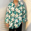 Men's Casual Shirts Hawaiian Beach Harajuku Vintage Versatile Coconut Print Long Sleeve Aloha Party Holiday Shirt Men Button Down Tops