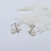 Boucles d'oreilles Icnway blanc naturel 5-5.5mm perle d'eau douce ronde S925 couleur argent et doré vente en gros