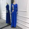 Etnische kleding abaya geborduurde moslim lange jurk vrouwen parels kaftan abaya gewaad femme musulmane dubai hijab vestido islamitische abayat