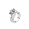 Bague Moissanite en argent sterling 925 3Ct, luxueux sertissage de diamants entièrement artificiels, cadeau de proposition de fiançailles de mariage d'anniversaire