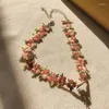 Ras du cou filles douces rose dentelle broderie fleurs collier pour femmes été mode romantique tour de cou collier bijoux accessoires
