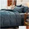 Conjuntos de cama Conjuntos de cama Conjuntos de inverno macio quente dupla face Veet Quilt Bed Er Plush Espessamento Duvet Set 230506 Drop Delivery Home Garden Dhff2