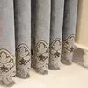 Curtain European Style Green Curtains For Living Room Bedroom Dining Chenille Hollow Embroidery Luxury Window Drapes Shading Custom Size