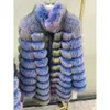 High Quality Colorful Long Real Fox Fur Jacket Women Custom Luxury Ladies Genuine Fluffy Fur Coats Winter