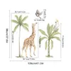 Wall Stickers Boho Large African Lion Giraffe Wild Animals Tropical Tree Watercolor Wall Sticker Nursery Wall Decals Kids Boys Room Home Decor 230412