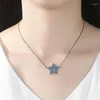 Chaînes OL Style Mode Étoile Bleue Collier Mosaïque Pavé Premium Zircone Noir Chaîne Clavicule Pour Les Femmes