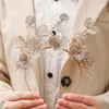Saç klipsleri İnci Çiçek Saç Bandı Gelin Tiaras Düğün Aksesuarları Kadınlar İçin Gül Altın Boncuklar Kafa Bantları Marrige Takı Bijoux