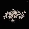 Fermagli per capelli Floralbride che vende cristalli di strass color oro rosa Fiore pettine da sposa Accessori da sposa Damigelle d'onore Donne