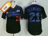 Mich28 Roberto Clemente #21 Santurce Crabbers Puerto Rico College Baseball Jerseys Gestikt Universiteitshonkbalshirt Wit Grijs Crème Zwart