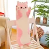 Mignon Long chat en peluche poupée en peluche doux pour la peau élastique chat en peluche oreiller cadeau d'anniversaire décoration de la maison Long chat jouet