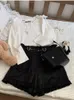 Kobiety damskie japońskie słodkie lolita Chic Love Ruffles Pocket High talia krótkie spodnie Śliczne dziewczyny Harajuku czarny róż y2k 230413