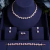 Halsbandörhängen set Ackning Bridal 4st Zirconia for Women Party Luxury Dubai Nigeria CZ Crystal Wedding Armband Ring