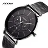 2023 SINOBI mode noir femmes montres en acier inoxydable maille bande décontracté analogique Quartz Montre-bracelet robe dames Montre Montre Femme