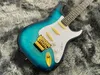 China elektrische gitaar blauwe kleur flame maple top gouden hardware duplex tremolosysteem 6 snaren