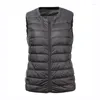 Kvinnors västar Autumn Winter Women Sleeveless Waistcoat Jacket Ultra Light White Duck Down Vest Female Kort Outwear Oversize 8xl