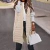 Women's Vests Autumn Winter Loose Fashionable Long Vest Jacket Cotton Quilted Thicken Warm Hooded Coat Zip Up Pockets Coats