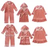 Pyjamas Pyjamas de Noël Ensembles de vêtements de nuit pour filles Vêtements pour enfants Garçons Velours Dentelle Pantalons à manches longues Costume bébé 3M-12Y 231113