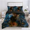 Conjuntos de cama Conjuntos de cama 3D Europa Rainha Rei Duvet Er 3 Pcs Cobertor Quilt Consolador Caso Fronhas Cama Galaxy 221208 Drop Delivery Dhiow