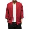 Men's Jackets Men Spring Shirt Lace Up Open Stitch Kimono Jacket Sun Protection Long Sleeves Coat Casual Japanese Style Loose