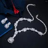 Collana di orecchini set ThreeGraces elegante set quadrato da sposa per matrimonio bianco CZ zircone colore argento gioielli da donna per feste TZ912