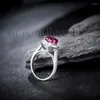 Cluster anéis vintage natural vermelho rubi coração 14kt/585 ouro branco anel de noivado diamante jóias sr0077
