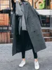 Mélanges de laine pour femmes Trench-Coat pour femmes Tweed manteau de laine mode coréenne automne femmes vêtements d'hiver Plaid longue veste élégance bureau dame 231113