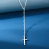 Hänghalsband Vintage Long Tassel Cross Necklace For Women Men Elegant Simple Gold Color Chain Choker Utsökta tillbehörsmycken