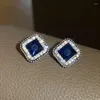 Stud Earrings Lovelink Fashion Shiny Dark Blue Crystal Square For Women Classic Transparent Zircon Girls Party Jewelry