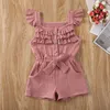 Flickans klänningar sommar småbarn barn baby flickor klänning prinsessan ruffle hylsa romper bomullskläder jumpsuit play dräkt barn kläder 6m5y 230412