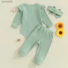Clothing Sets Newborn Baby Girls Clothes Infant Cotton Clothing Outfits Solid Ribbed Ruffles Long Sleeve Bodysuits+Bow Pants+Headwear Suits