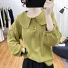 Felpe con cappuccio da donna stile coreano manica lunga petalo colletto felpata donna 2023 autunno in cotone top pullover femminili