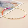 Kettingen yastyt kleurrijke zomerstrand mode sieraden zoetwaterparels heishi gouden ketting choker kettingen voor vrouwen boho cadeau