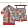 패션 하와이 꽃 문자 인쇄 비치 셔츠 남자 디자이너 실크 볼링 셔츠 캐주얼 셔츠 남자 여름 짧은 슬리브 드레스 셔츠