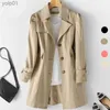 Kvinnors trenchockar Spring Autumn Trench Coat Woman 2023 Nya koreanska enkelbröstade Mid-long Women Jacket Overrock 5XL Windbreaker Fel231113