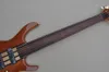 Guitare basse électrique sans frettes à 6 cordes, avec matériel doré, dessus en érable matelassé, offre Logo/couleur personnalisée