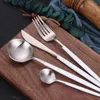 Set di stoviglie Set di posate Acciaio inossidabile Forchetta Coltello Cucchiaio Bianco Argento Tè occidentale Utensili da cucina da dessert Goccia