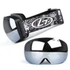 Kayak Goggles Snap-On Çift Katmanlı Lens PC Kayak Anti-Fog UV400 Snowboard Gözlük Gözlükleri Erkek Kadın Kayak Gözlük Kılıfı 231113
