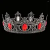 Saç klipleri erkekler yuvarlak siyah kırmızı kristal ortaçağ kronları kadınlar barok kraliyet kral tiaras cadı pageant diadem kostüm Avrupa başlıkları